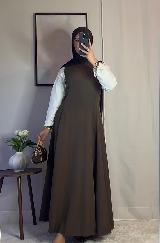 Robe classique sans manches - café -