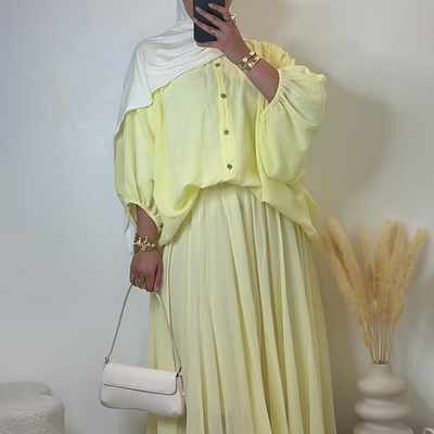 Jupe 100% coton - jaune -