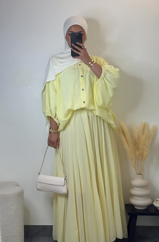 Jupe 100% coton - jaune -