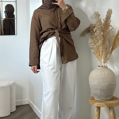 Pantalon tailleur long - blanc -