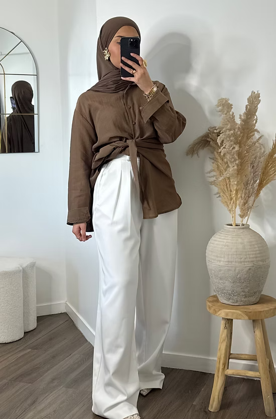 Pantalon tailleur long - blanc -