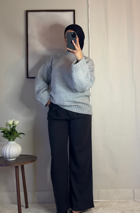 Pantalon en laine - gris foncé -