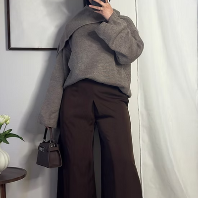 Pantalon fluide palazzo - café -