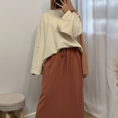 Jupe en lin - orange -