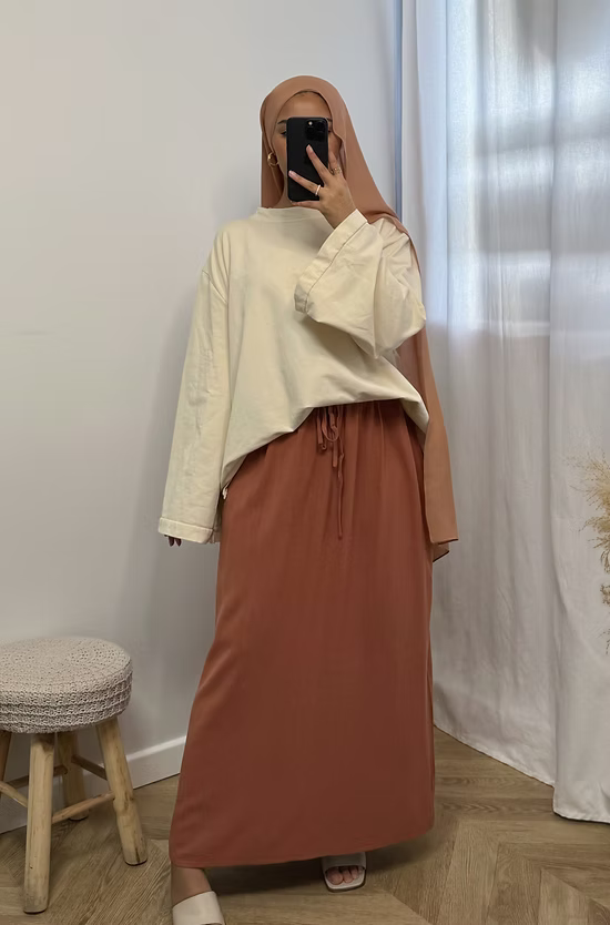 Jupe en lin - orange -