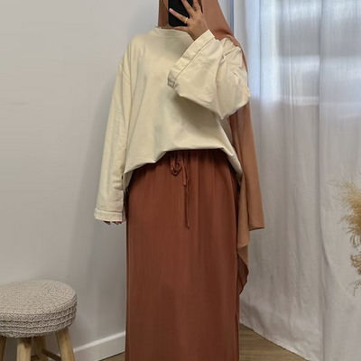 Jupe en lin - orange -