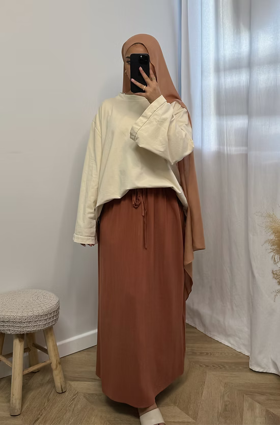 Jupe en lin - orange -