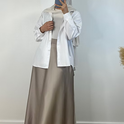 Jupe satinée - taupe -