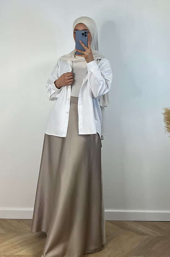 Jupe satinée - taupe -