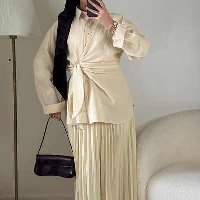Chemise en lin à nouer - écru -