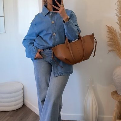 Veste en jean - bleu clair -