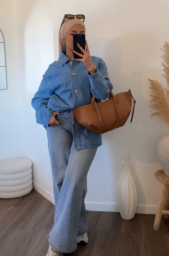 Veste en jean - bleu clair -