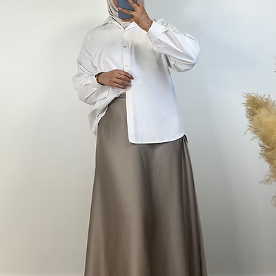 Jupe satinée - taupe -