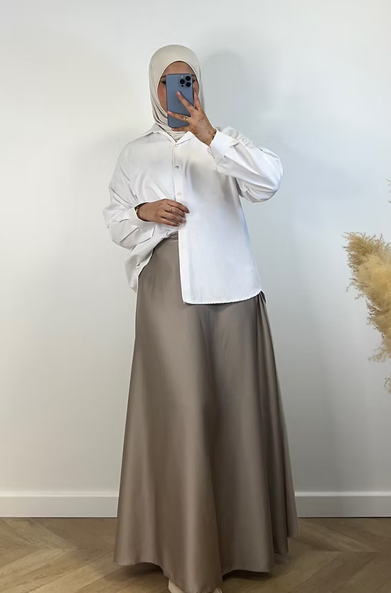 Jupe satinée - taupe -
