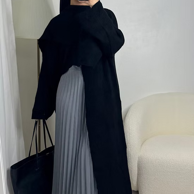 Long knit cape - black -