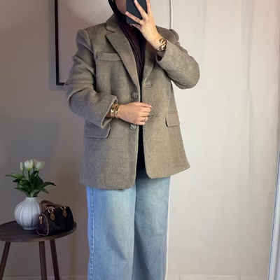Blazer fourrure - taupe -