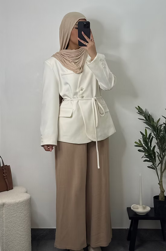 Pantalon en lin - camel -