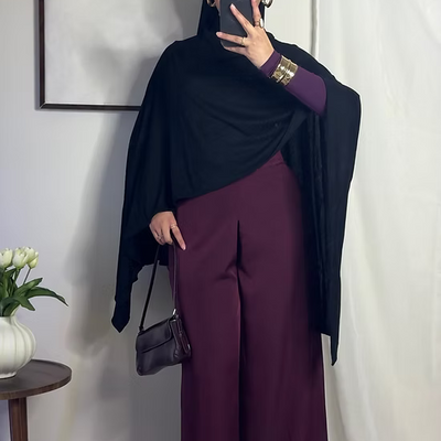 Pantalon fluide palazzo - prune -