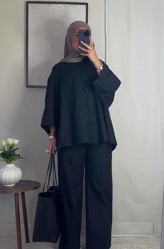 Ensemble oversize en coton - noir -