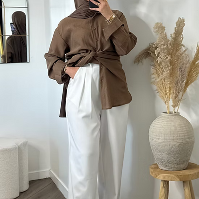 Pantalon tailleur long - blanc -