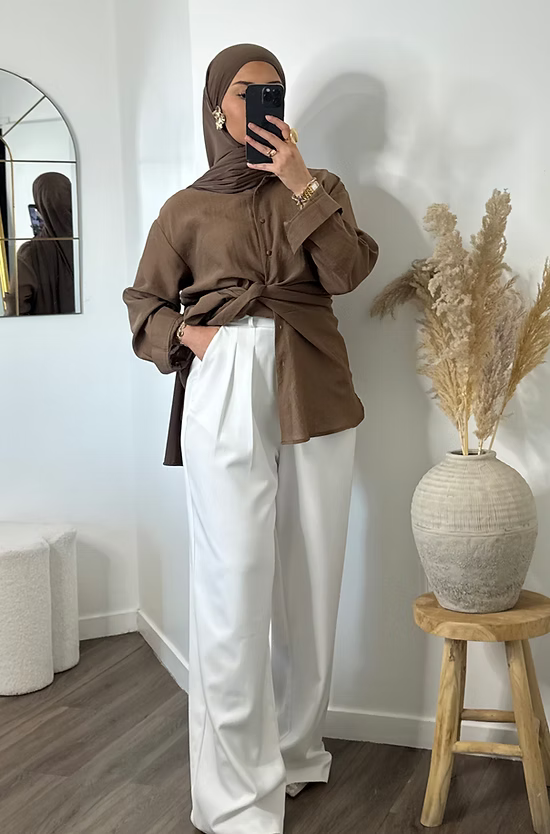 Pantalon tailleur long - blanc -