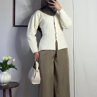 Pantalon fluide palazzo - camel