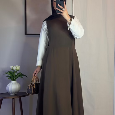Robe classique sans manches - café -