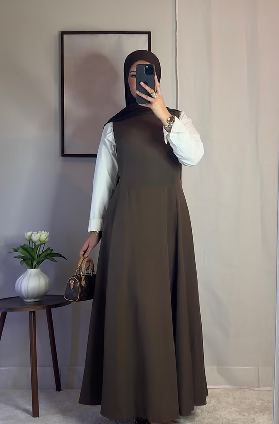 Robe classique sans manches - café -