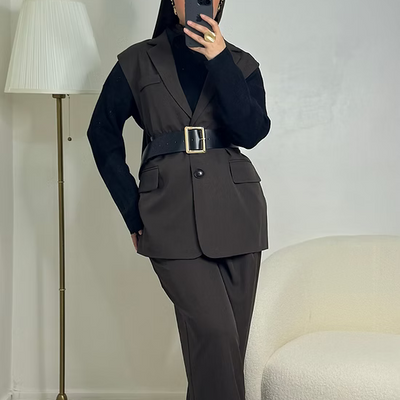 Blazer sans manches - café -