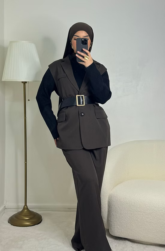 Blazer sans manches - café -