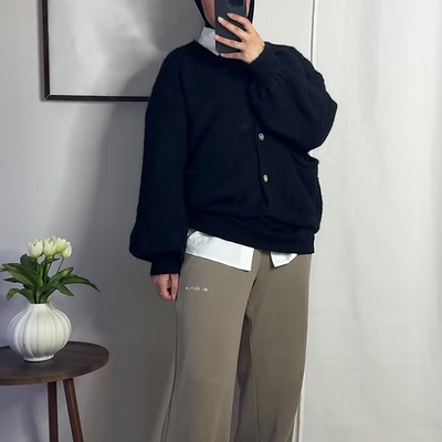 Cardigan court en laine - noir -