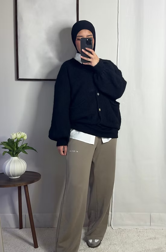 Cardigan court en laine - noir -