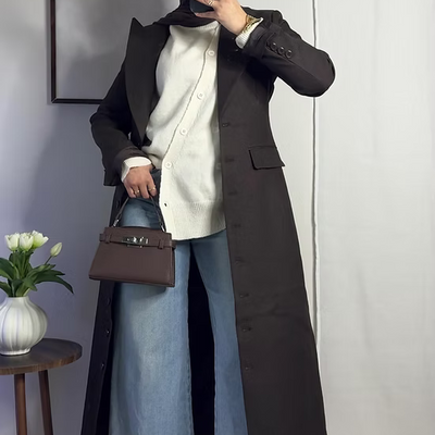 Long fitted blazer - coffee -