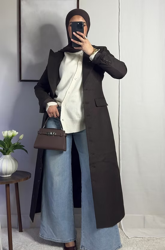 Long fitted blazer - coffee -
