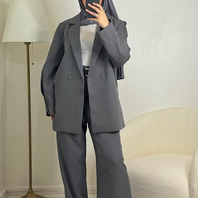 Blazer avec ceinture - gris -