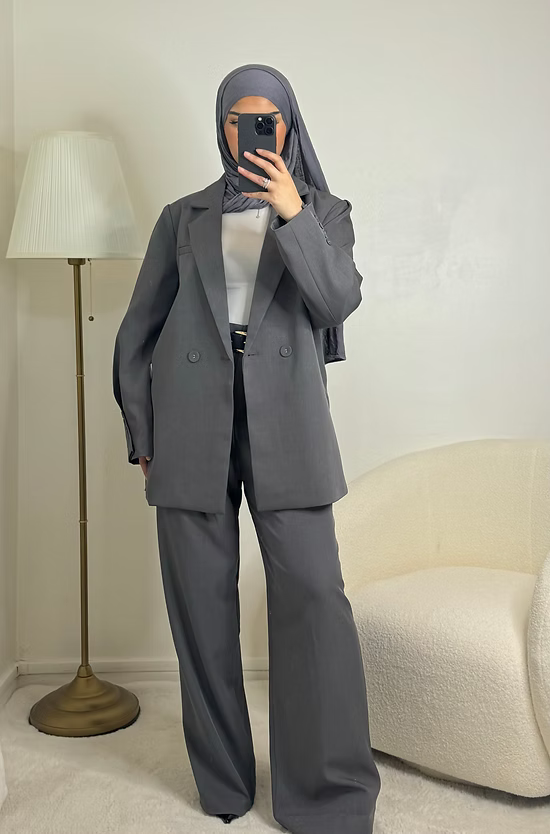 Blazer avec ceinture - gris -