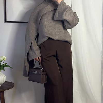 Pantalon fluide palazzo - café -