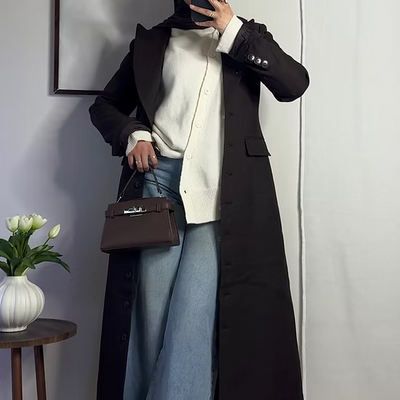 Long fitted blazer - coffee -