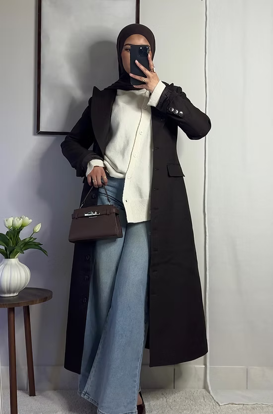 Long fitted blazer - coffee -