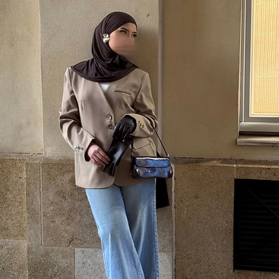 Camel blazer with drawstring