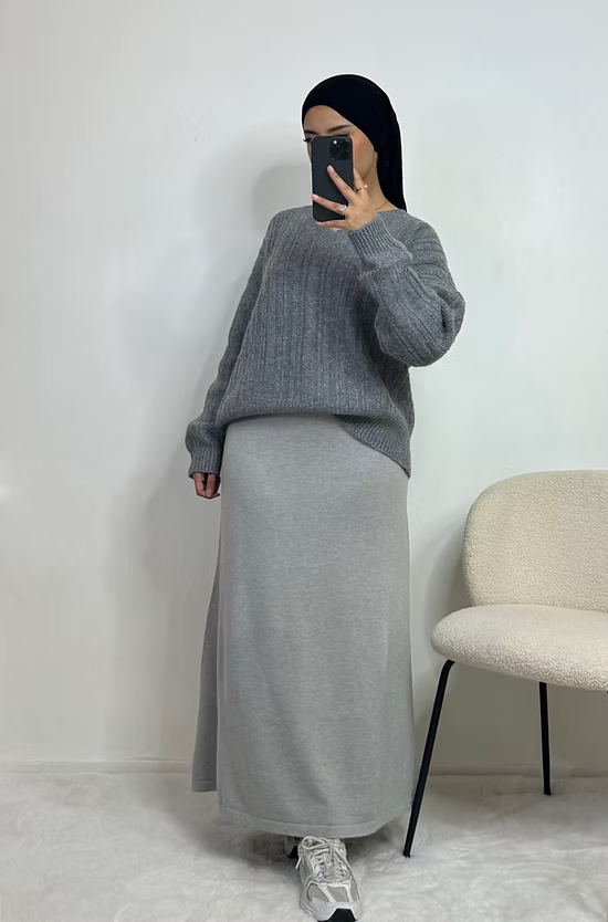Pull col V - gris -