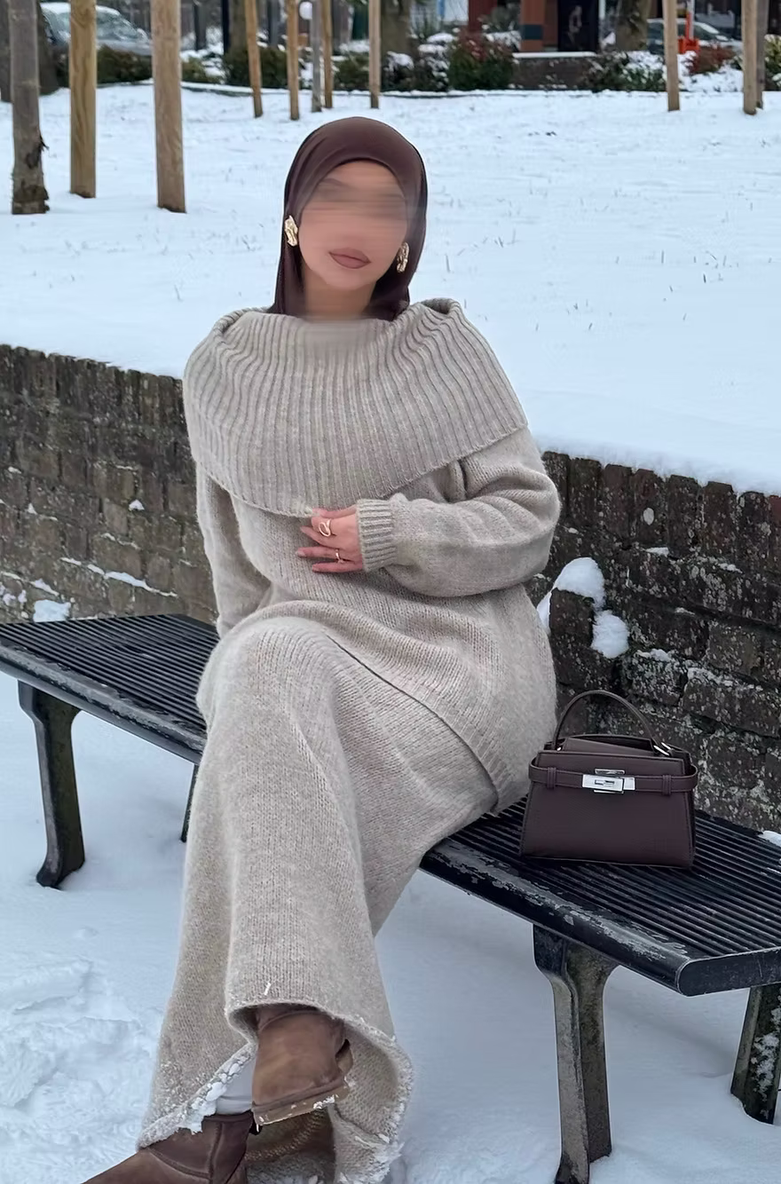 Ensemble en laine col bâteau - sand -