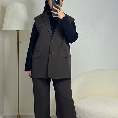 Blazer sans manches - café -