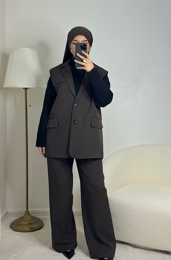 Blazer sans manches - café -