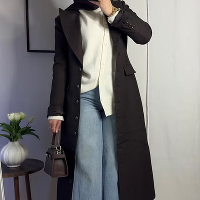 Long fitted blazer - coffee -
