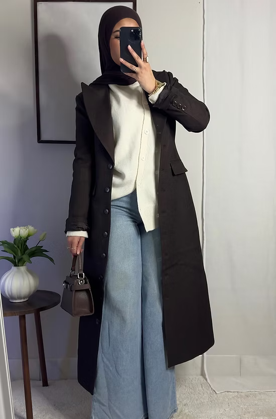 Long fitted blazer - coffee -