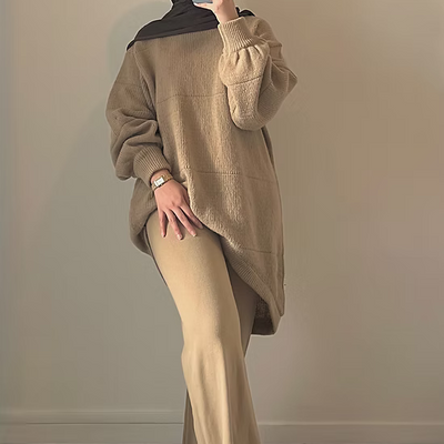 Pantalon en maille - camel -