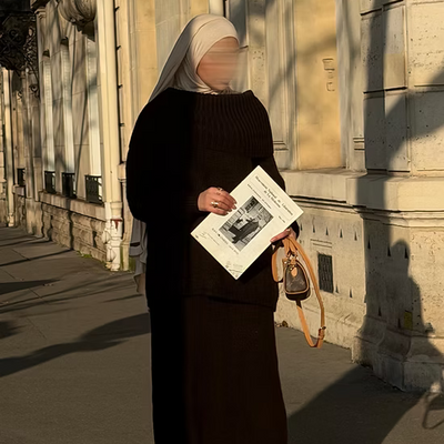 Ensemble en laine col bâteau - café -