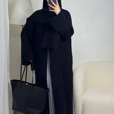 Long knit cape - black -