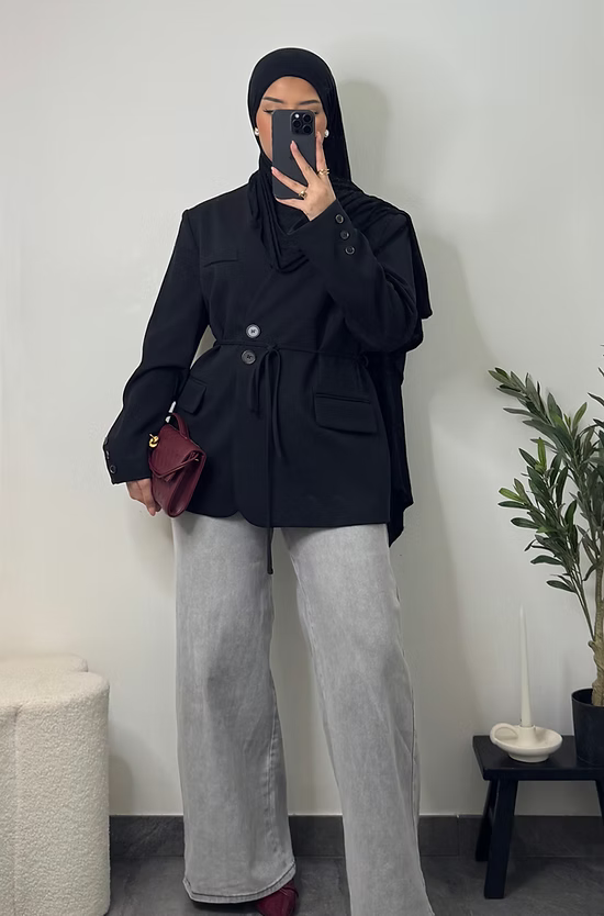 Blazer avec ficelle - noir -